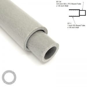 RT-1 1 inch OD Round Hollow Tube sleeving RT-34 .75 inch OD Round Hollow Tube diagram - Max-Gain Systems, Inc.
