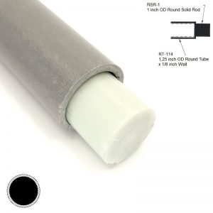 RT-114 1.25 inch Round Hollow Tube sleeving RSR-1 1 inch OD Round Solid Rod diagram - Max-Gain Systems, Inc.