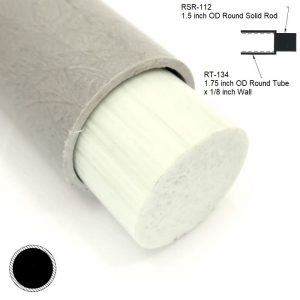 RT-134 1.75 inch Round Hollow Tube sleeving RSR-112 1.5 inch OD Round Solid Rod diagram - Max-Gain Systems, Inc.
