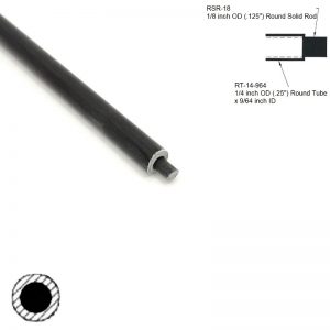 RT-14-964 .25 inch Round Hollow Tube sleeving RSR-18 .125 inch OD Round Solid Rod diagram - Max-Gain Systems, Inc.