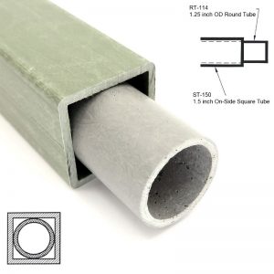 ST-150 1.50 inch On-Side Square Tube sleeving RT-114 1.25 inch OD Round Tube diagram 800x800 - Max-Gain Systems, Inc.