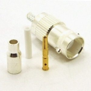 BNC-female, cable end, crimp-on, silver / Teflon for RG-174, RG-178, RG-188, RG-196, RG-316, LMR-100A, and Belden 8216 coaxial cable. (P/N: 7006-174)