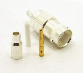 BNC-female, cable end, crimp-on, silver / Teflon for RG-174, RG-178, RG-188, RG-196, RG-316, LMR-100A, and Belden 8216 coaxial cable. (P/N: 7006-174)