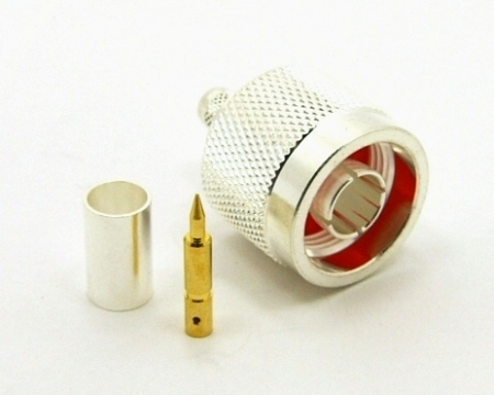 N-male, cable end, crimp-on for RG-223 RG-59 LMR-240 and RG-8X mini 8 (P/N: 7305-8X)