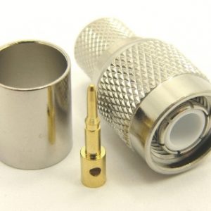 TNC-male, cable end, crimp-on, nickel / Delrin for for RG-8, RG-11, RG-83, RG-213, RG-214, RG-393, LMR-400, Belden 8237, Belden 8267, Belden 8268, Belden 9011, and Belden 9913 coaxial cable. (P/N: 7405-400)