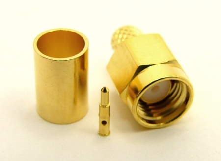 SMA-male, cable end, crimp-on, for LMR-195 RG-316 and RG-58 (P/N: 7805-SMA-58) - Max-Gain Systems, Inc.