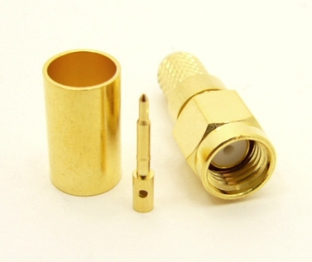 SMA-male, cable end, crimp-on for RG-223 RG-59 LMR-240 and RG-8X mini 8 (P/N: 7805-8X)