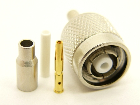 RP-TNC-male, cable end, crimp-on, for RG-174, RG-178, RG-188, and Belden 8216 coaxial cable. (P/N: 8900-174)