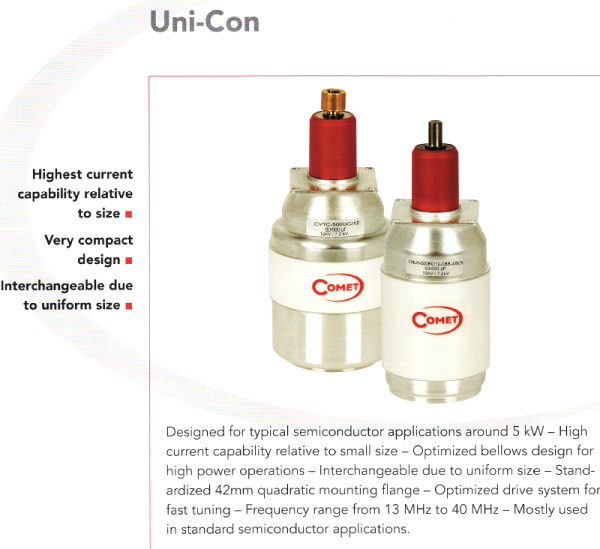 Comet Uni-Con series capacitors available at Max-Gain Systems, Inc. www.mgs4u.com