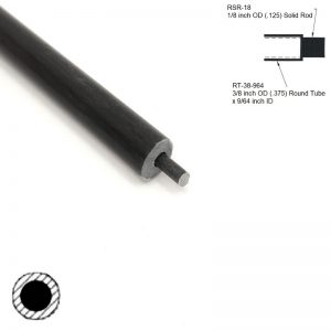 RT-38-964 .375 inch Round Hollow Tube sleeving RSR-18 .125 inch OD Round Solid Rod diagram - Max-Gain Systems, Inc.