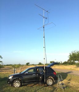 Heavy Duty Mast used with a Drive on mount for a mobile contest rid K5ND ARRL contest rig