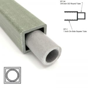 ST-1 1 inch On-Side Square Tube sleeving RT-34 0.75 inch OD Round Tube Diagram 800x800 - Max-Gain Systems, Inc.