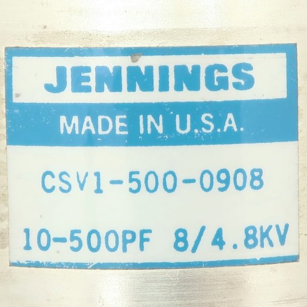 Jennings CSV1-500-0908 Product Label - Max-Gain Systems Inc