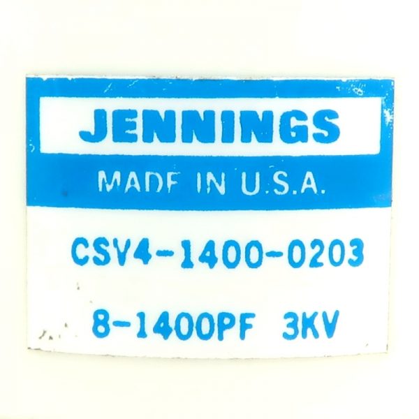 Jennings CSV4-1400-0203 Label - Max-Gain Systems Inc
