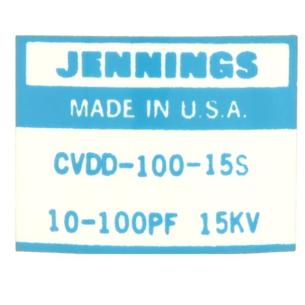 Jennings CVDD-100-15S Label - Max-Gain Systems, Inc.