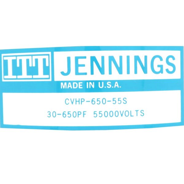 Jennings CVHP-650-55S Label - Max-Gain Systems, Inc.