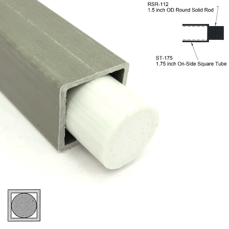 ST-175 1.75 inch On-Side Square Tube sleeving RSR-112 1.5 inch OD Round Solid Rod 800x800 - Max-Gain Systems, Inc.