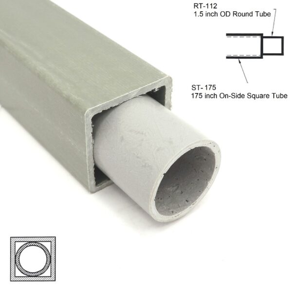 ST-175 1.75 inch On-Side Square Tube sleeving RT-112 1.5 inch OD Round Tube 800x800 - Max-Gain Systems, Inc.