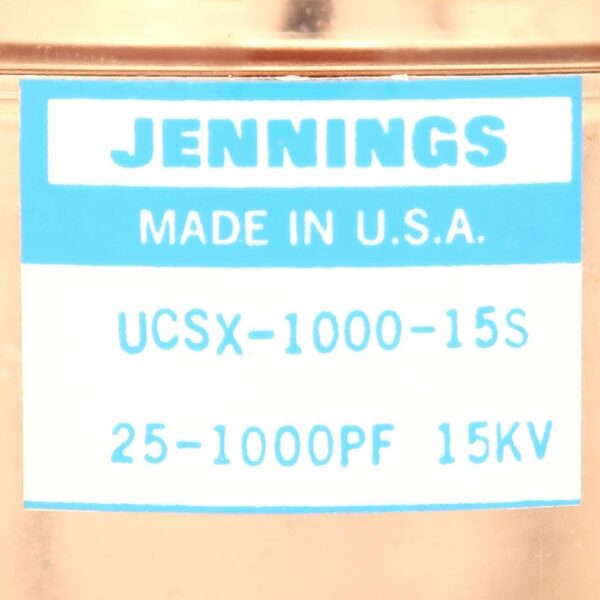 Jennings UCSX-1000-15S Label - Max-Gain Systems Inc