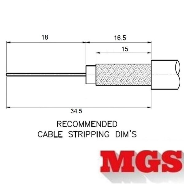 PL-259 UHF male Solder On for LMR-400, RG-213, RG-8 7500-UHF Stripping Dimensions - Max-Gain Systems Inc