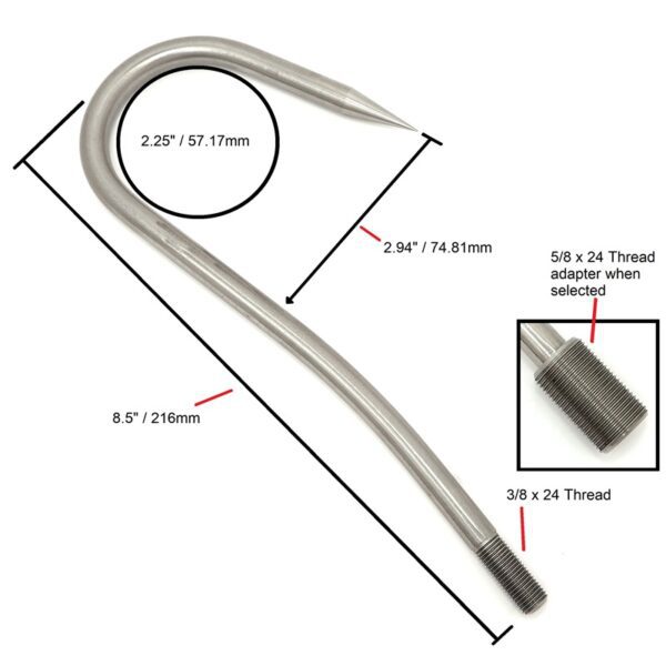 Threaded Gaff Hook with .375 inch thread measurements diagram 800x800 - Max-Gain Systems Inc