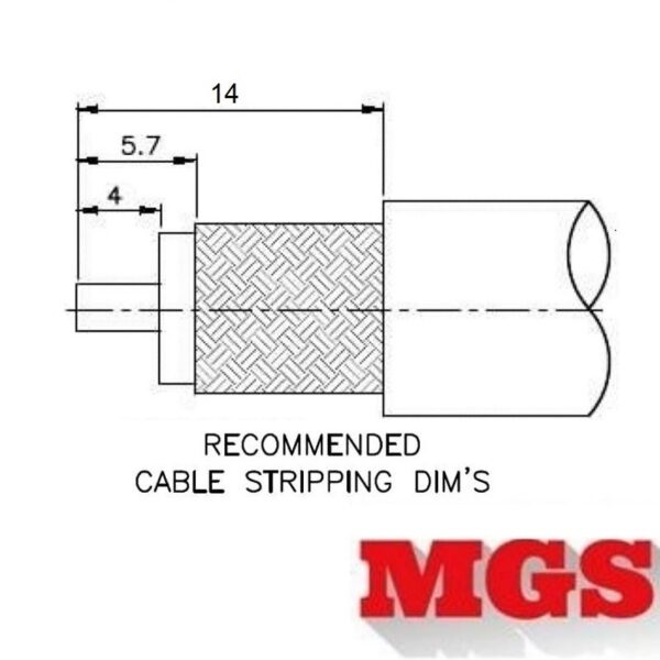 Type N male Crimp On for LMR-600, and other 0.590 Inch OD Coax 7305-N-600 Coax Stripping Dimensions - Max-Gain Systems Inc