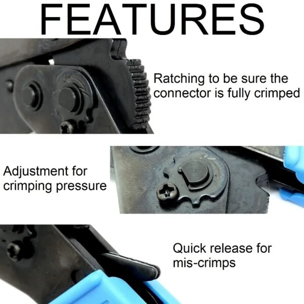 Crimp Tool and Die PRO Combo Set Including ALL Available Die Sets 7505-HANDLE-PRO Features 800x800 - Max-Gain Systems Inc