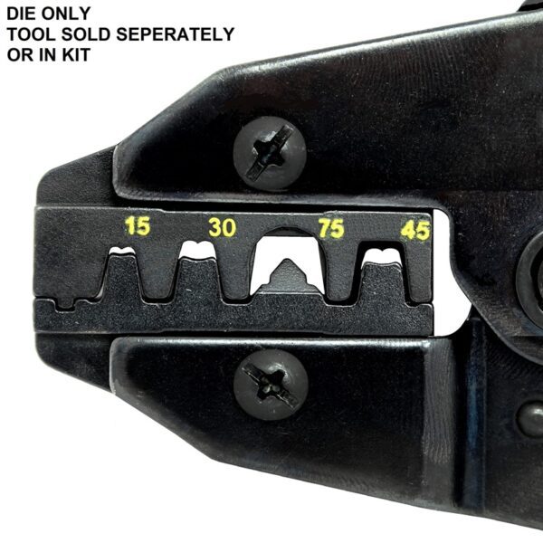 DC Terminal Interchangeable Die for standard ratcheting crimper tools installed 7505-DIE-PP Die Only 800x800 - Max-Gain Systems Inc
