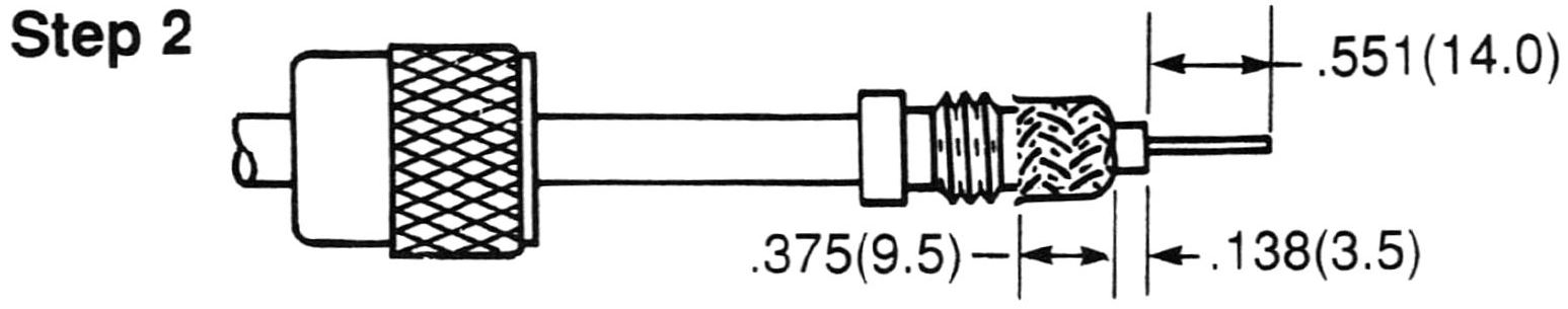 PL-259 Solder Connector + UG-176 for RG-223, RG-59, LMR-240, RG-8X mini 8, and other 0.240 Inch OD Coax 7500-UHF-8X Installation Guide Step 2 - Max-Gain Systems Inc