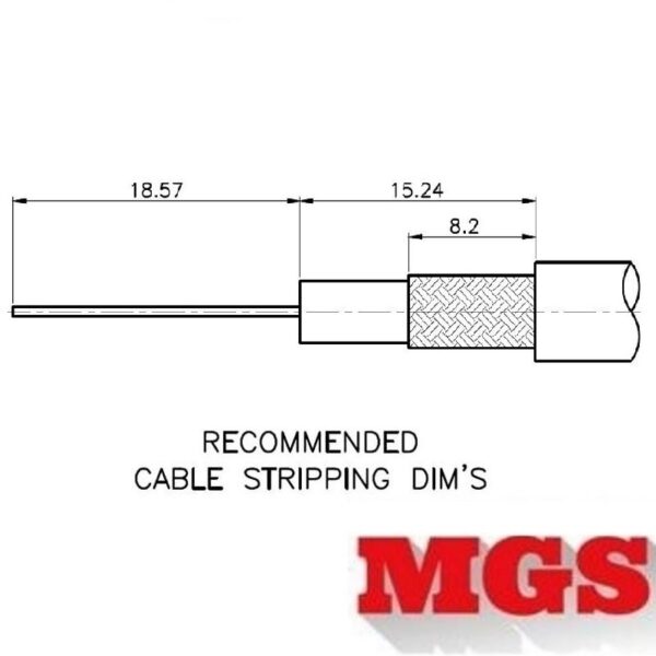 UHF male Crimp On for RG-223, RG-59, LMR-240, RG-8X mini 8, and other 0.240 Inch OD Coax 7505-UHF-8X Coax Stripping Dimensions - Max-Gain Systems Inc