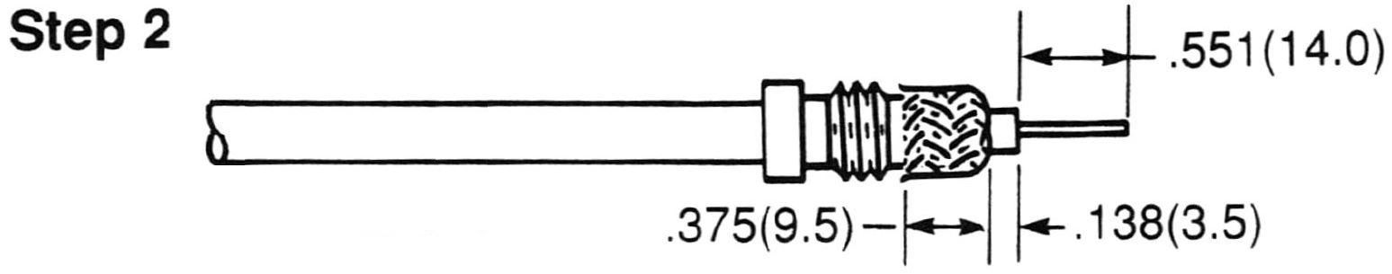 PL-259 UHF male Solder On, Quick Connect + UG-175 for LMR-195, RG-58, and other 0.195 Inch OD Coax Coax 7500-QC-KIT-58 Installation Guide Step 2 - Max-Gain Systems Inc