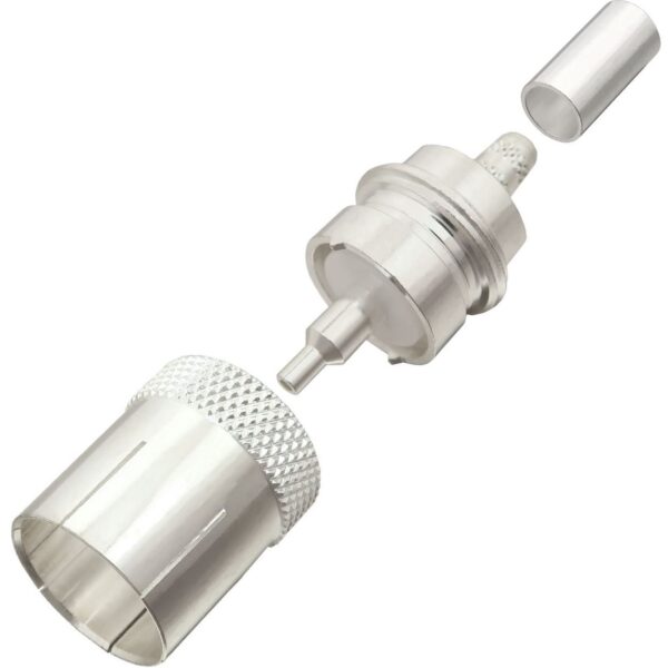UHF male Quick Connect Crimp Connector for LMR-195, RG-58, and other 0.195 Inch OD Coax 7505-QC-K58 v2 - Max-Gain Systems, Inc.
