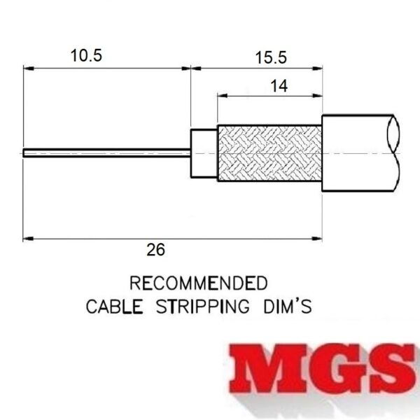 Type N male Solder Connector for RG-8, RG-11, RG-83, RG-213, RG-393, LMR-400, and other 0.405 Inch OD Coax 7303-N-400 Coax Stripping Dimensions - Max-Gain Systems Inc