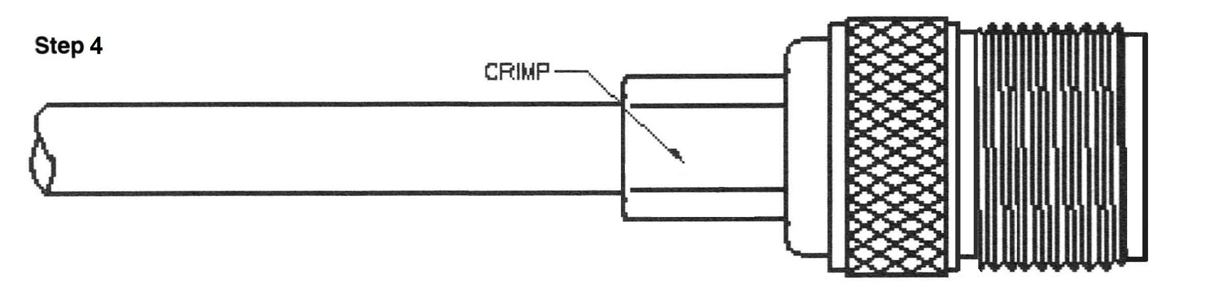 Type N female Crimp On for RG-58, LMR-195 7306-N-58 Installation Guide Step 4 - Max-Gain Systems, Inc.