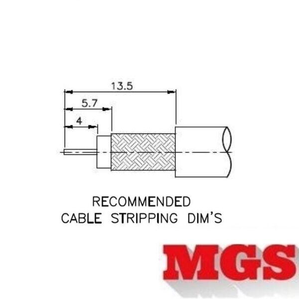 UHF female Crimp On for RG-223, RG-59, LMR-240, RG-8X mini 8, and other 0.240 Inch OD Coax 7506-UHF-8X Coax Stripping Dimensions - Max-Gain Systems, Inc.