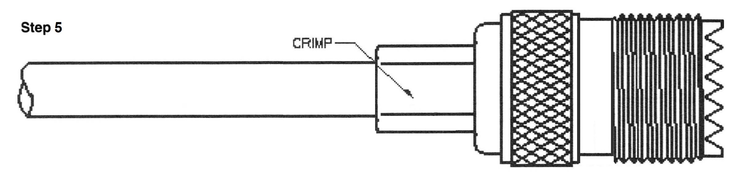 UHF female Crimp On for RG-58, LMR-195 7506-UHF-58 Installation Guide Step 5 - Max-Gain Systems, Inc.