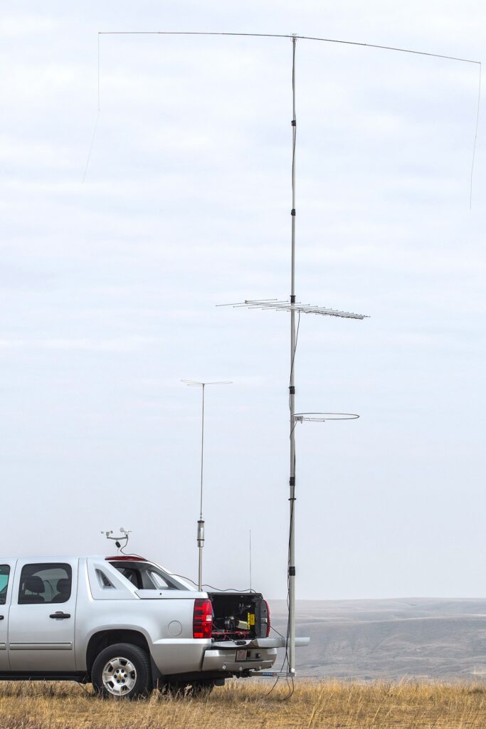 Jerry Clements VE6AB MK-4-HD 25 foot Fiberglass Push Up Mast for signal strength testing 1500x1000 - Max-Gain systems, Inc