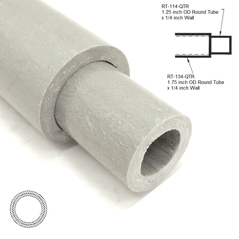 RT-134-QTR 1.75 inch OD .25 WALL Round Hollow Tube sleeving RT-114-QTR 1.25 inch OD .25 WALL Round Hollow Tube diagram 800x800 - Max-Gain Systems Inc