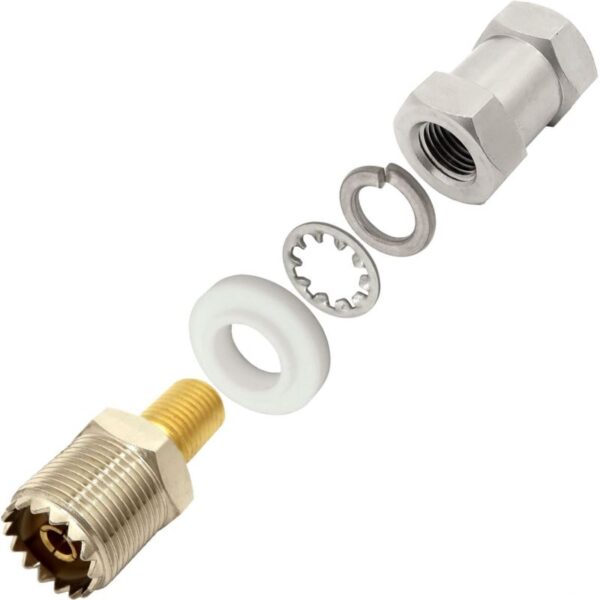 UHF female connector With 38 x 24 Threaded Antenna Stud Mount 9905-K1A Assembly 800x800 - Max-Gain Systems Inc