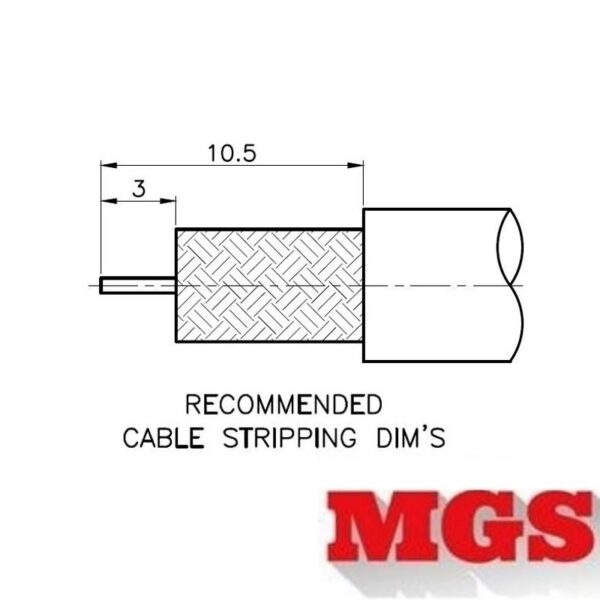 SMA female Bulkhead Crimp Connector for LMR-195, RG-58, and other 0.195 Inch OD Coax 7807-SMA-58 Coax Stripping Dimensions - Max-Gain Systems Inc