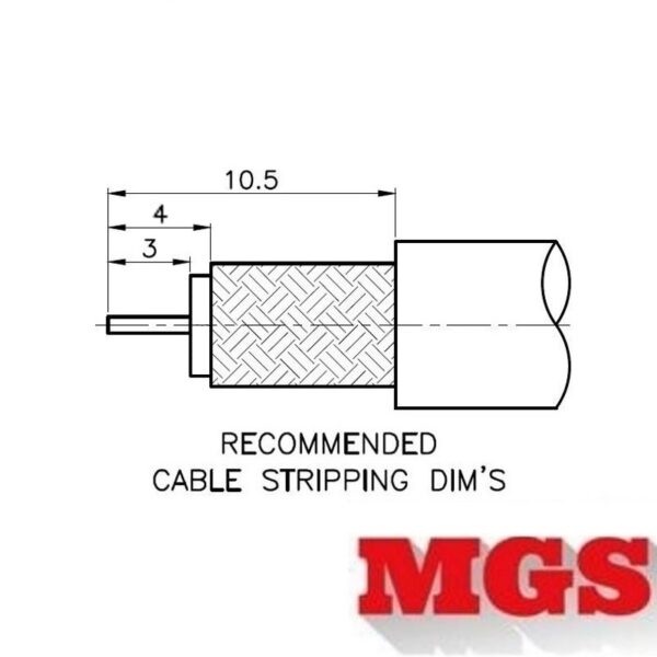 SMA female Crimp Connector for RG-8, RG-11, RG-83, RG-213, RG-393, LMR-400, and other 0.405 Inch OD Coax 7806-SMA-400 Coax Stripping Dimensions - Max-Gain Systems Inc