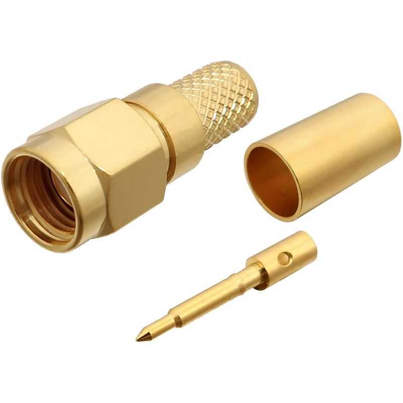 20x SMA Male Plug Crimp Connectors – For LMR240, RG59, RG8X Coax Cable – RF Coaxial, Brass, SMA-JC-240