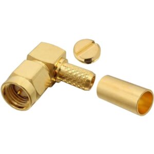 SMA male Right Angle Crimp Connector for LMR-195, RG-58, and other 0.195 Inch OD Coax 7805-SMA-58-RA 800x800 - Max-Gain Systems Inc
