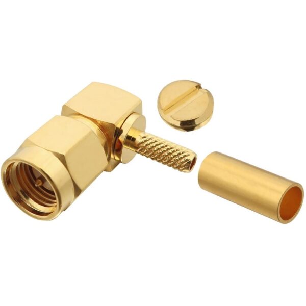 SMA male Right Angle Crimp Connector for RG-174, RG-316, and LMR-100A Coax 7805-SMA-174-RA 800x800 - Max-Gain Systems Inc