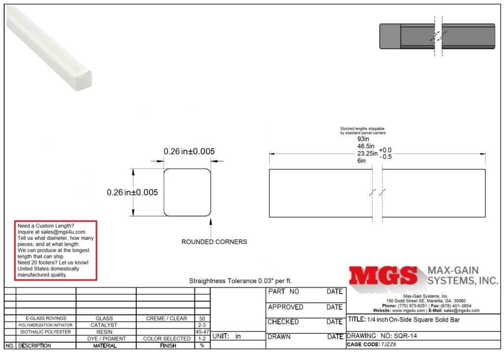 Standard Solid Bar 1/4