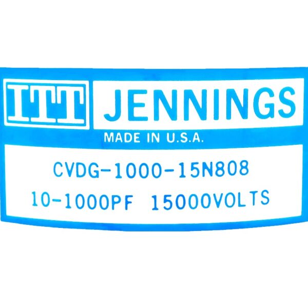 Jennings CVDG-1000-15N808 Label - Max-Gain Systems Inc