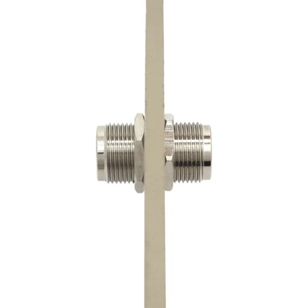 Type N female to Type N female 1.125 inch Bulkhead Mount Adapter 7318-N-A-1125 Installed in 0.25 inch thick plate 800x800 - Max-Gain Systems Inc