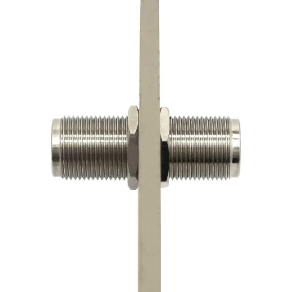 Type N female to Type N female 1.75 inch Bulkhead Mount Adapter 7318-N-B-175 Installed in 0.25 inch thick plate centered 800x800 - Max-Gain Systems Inc