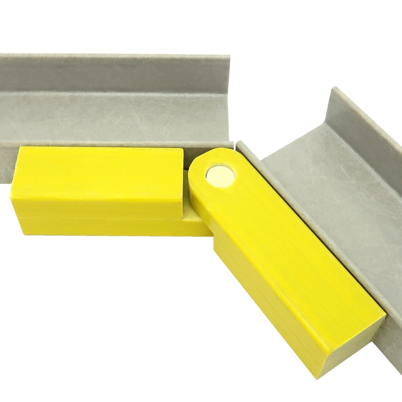 1.25 inch On-Side Square Adjustable Angle Connector used with CHN-2916-1218-125-S 2.563 On-Side x 1.219 On-Side x 0.125 inch WALL Fiberglass Channel 800x800 - Max-Gain Systems, Inc.