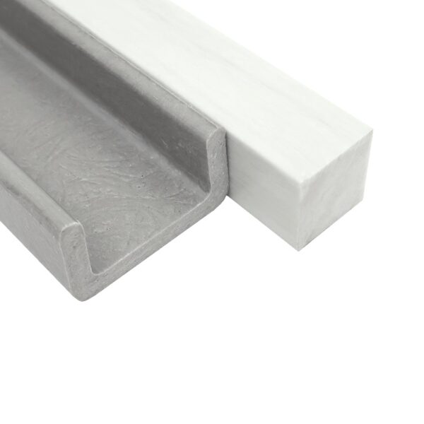 CHN-150-812-1875-S 1.5 On-Side x 0.8125 On-Side x 0.1875 inch WALL Fiberglass Channel matches side length with SQR-34 0.75x0.75 inch On-Side Square Solid Bar 800x800 - Max-Gain Systems, Inc.